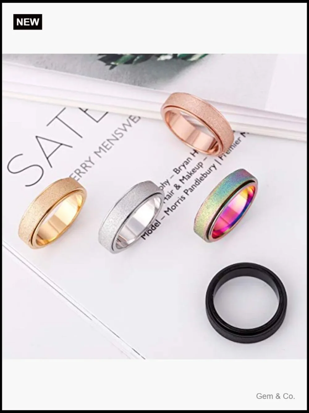 6mm Titanium Stainless Steel Fidget Spinner Ring - Size 6-12